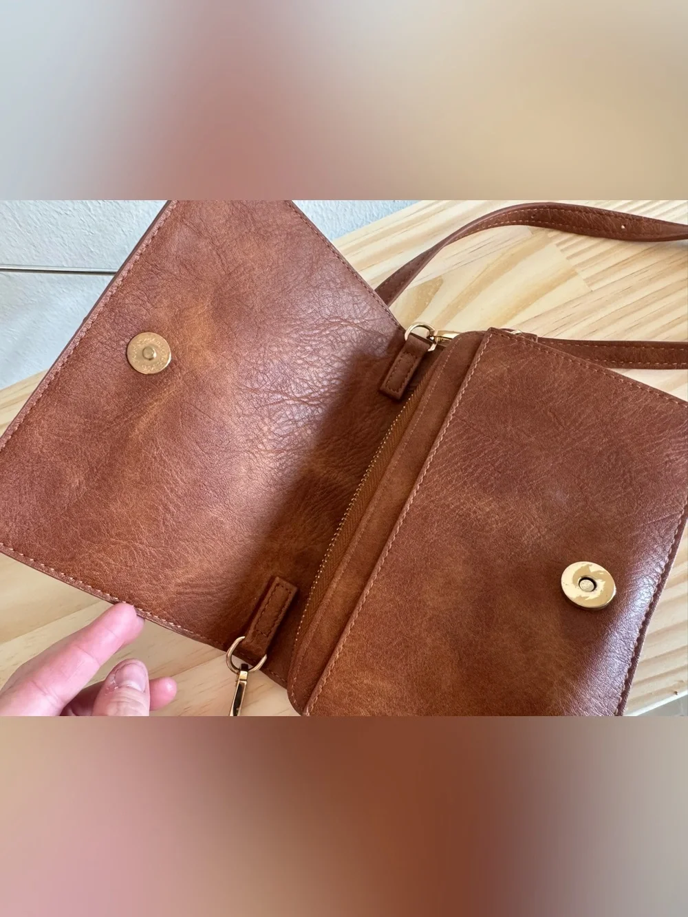Urban Expressions Brown Faux Leather Crossbody Bag